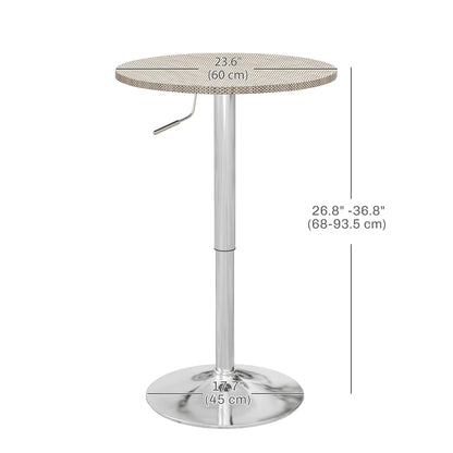 Adjustable Round Bar Table, PE Rattan Top, Steel Base, 2-Person, Grey Bar Tables at Gallery Canada