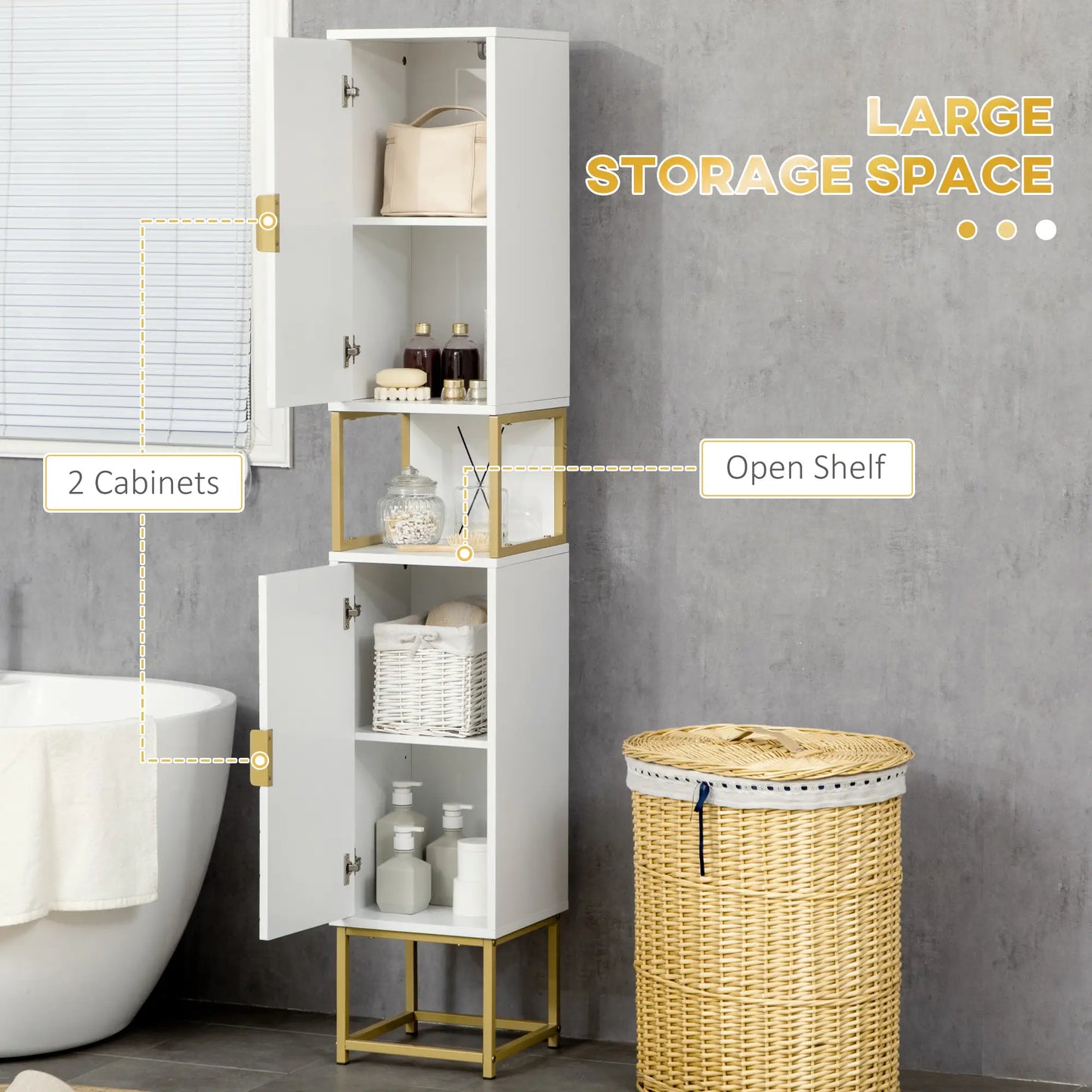 2-Piece Bathroom Cabinet Set, Adjustable Shelves, White Bathroom Cabinets at Gallery Canada