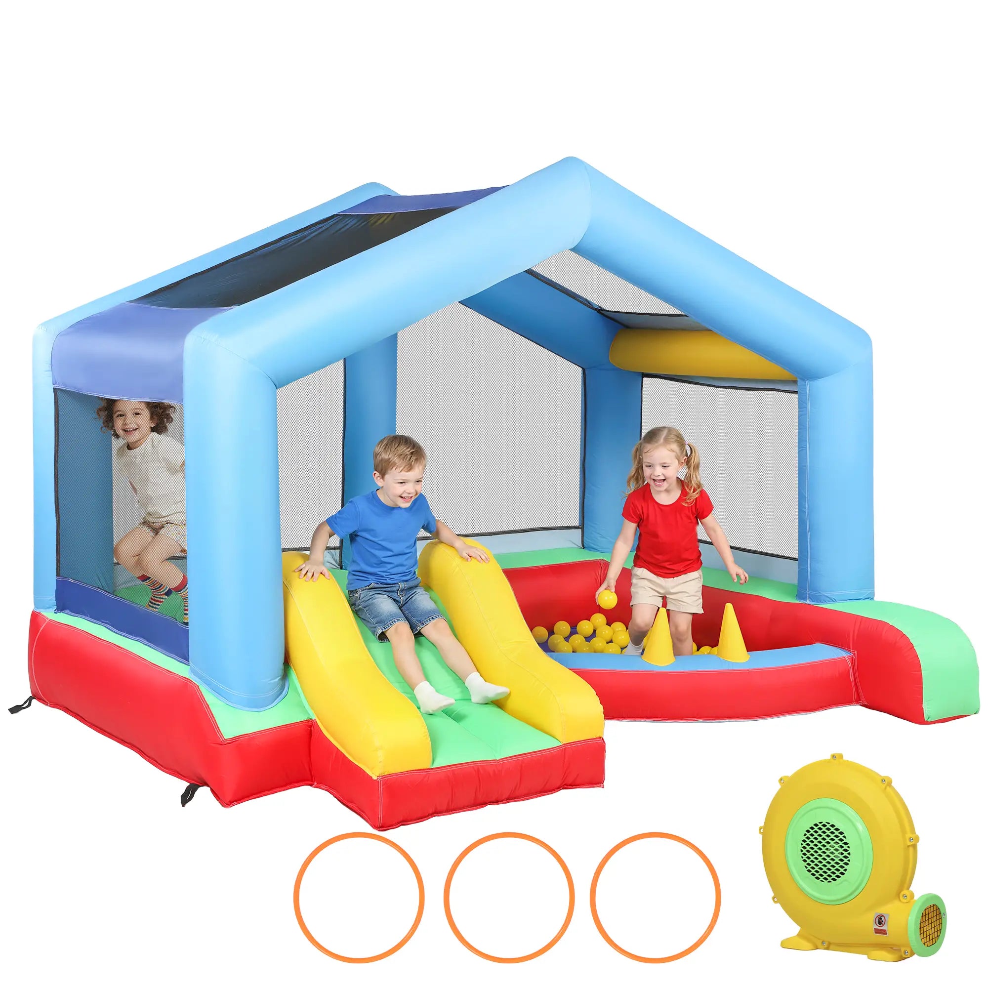 Kids Bouncy Castle, Inflatable Bounce House With Slide, Ball Pit Inflatables Multi Colour at Gallery Canada