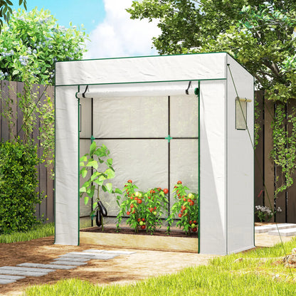 Walk-In Tomato Greenhouse, Lean-To, Reinforced PE Cover, Roll-Up Door, Mesh Windows, White Greenhouses at Gallery Canada