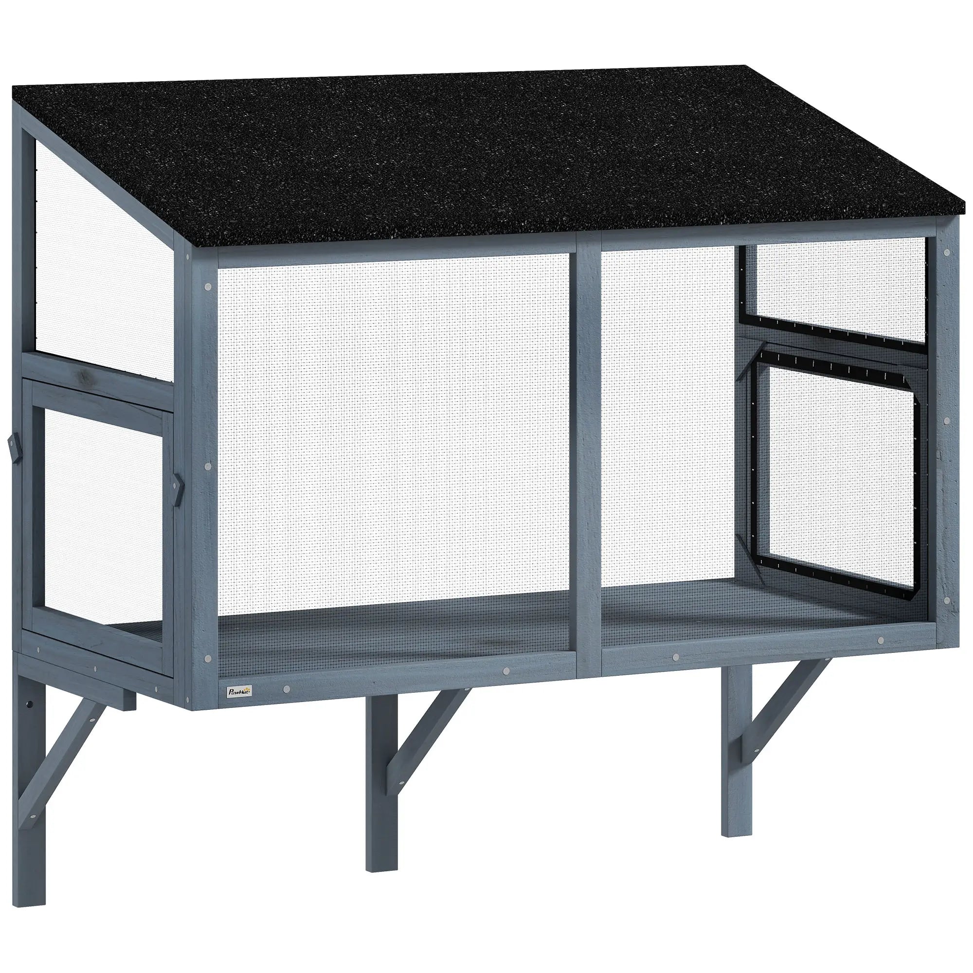 Outdoor Cat Enclosure, Expandable Wooden Cat House, 39.4