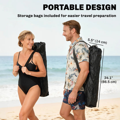 Set of 2 Reclining Camping Chairs with Foot Rest, Headrest, Cup Holder, Storage Bag, Black Picnic Tables & Camping Chairs at Gallery Canada