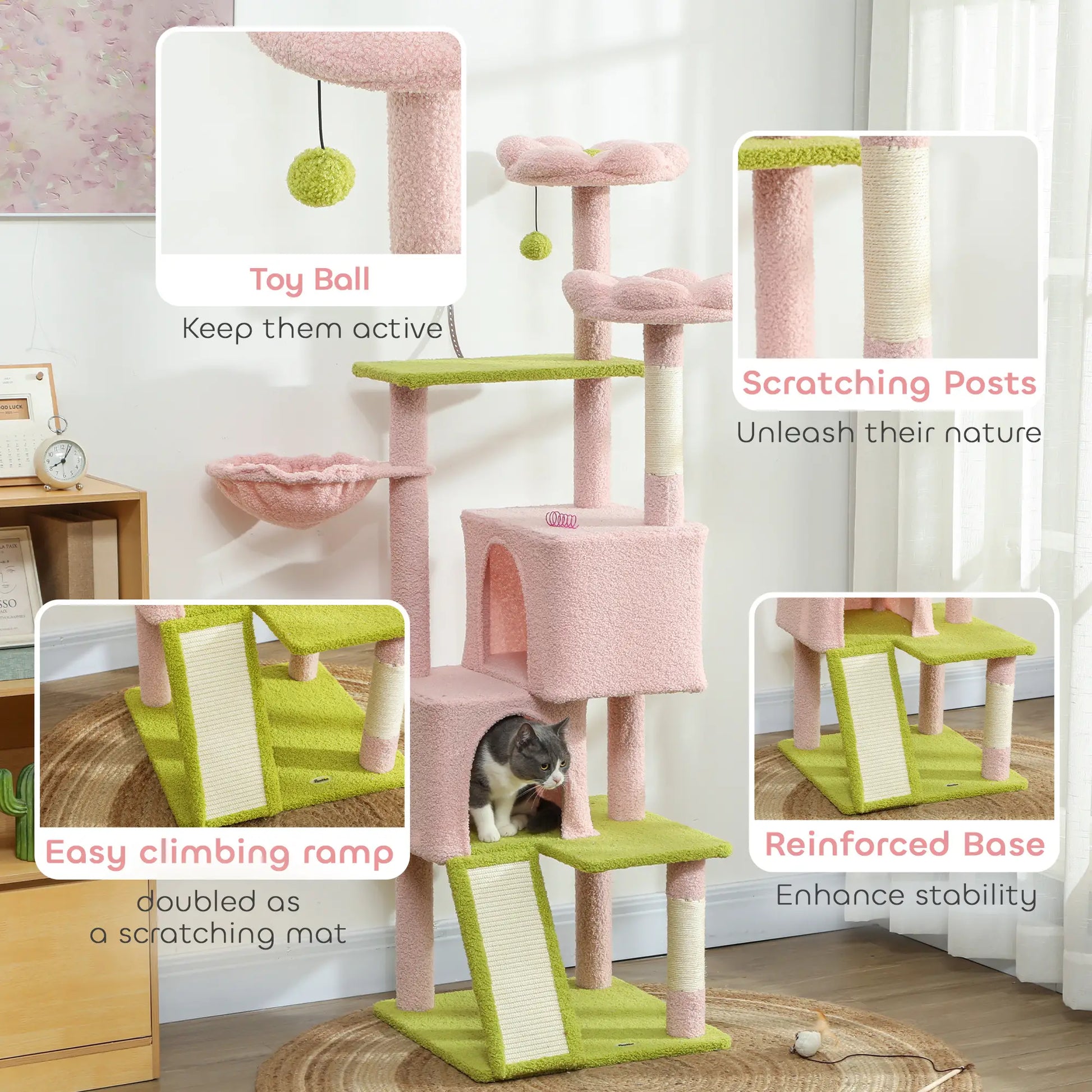 Flower Cat Tree, Sisal Scratching Posts, Multi-Level Tower, Pink Cat Trees at Gallery Canada