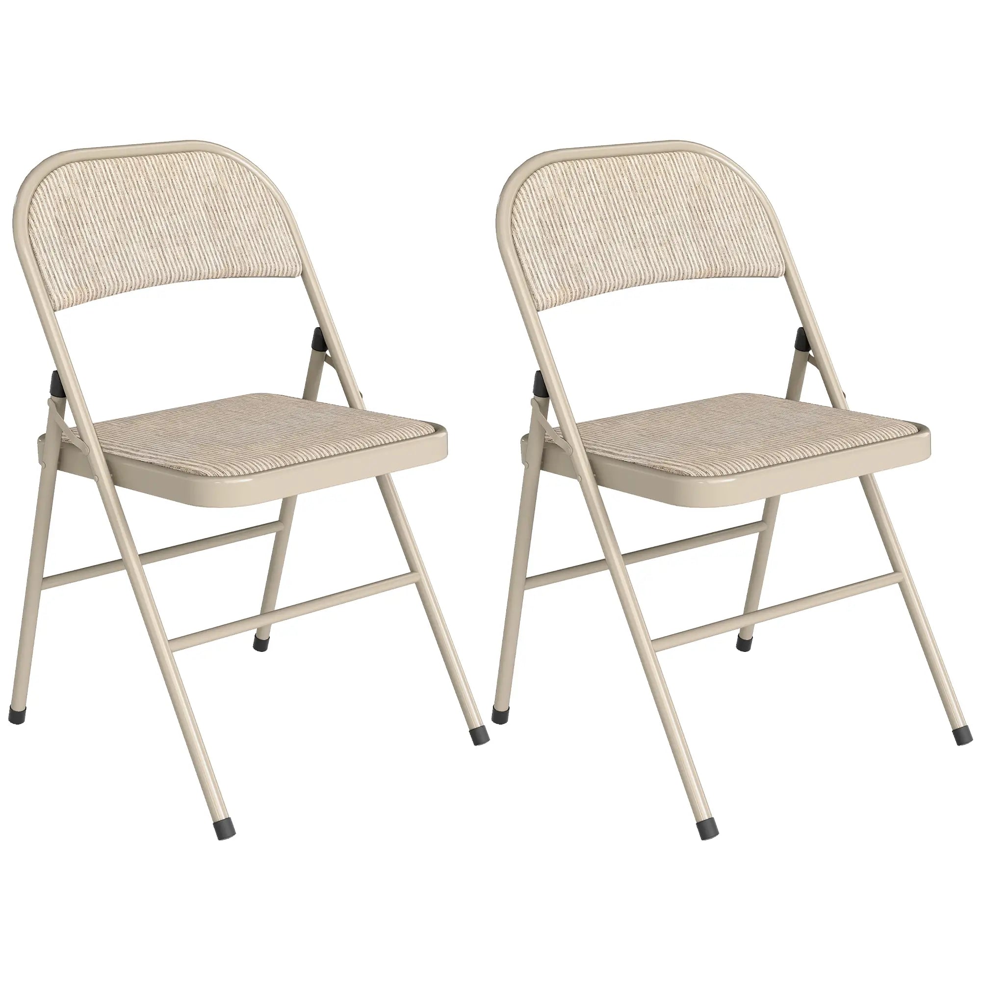 Metal Foldable Chairs, Linen Fabric Padded, Cushion Seat, Open Back, Beige Dining Chairs at Gallery Canada