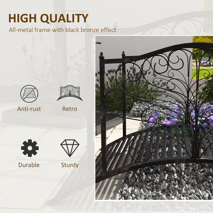 4FT Metal Garden Bridge, Decorative Arc, Guardrails, Black Bronze Garden Bridges at Gallery Canada