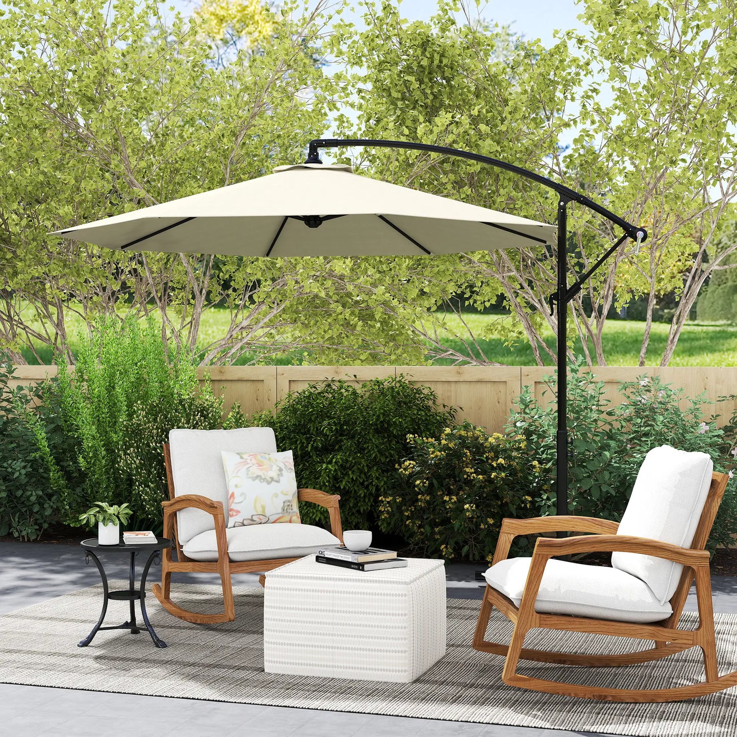 Deluxe Cantilever Umbrella, Φ10', Banana, Outdoor Sunshade, Beige Cantilever Umbrellas at Gallery Canada