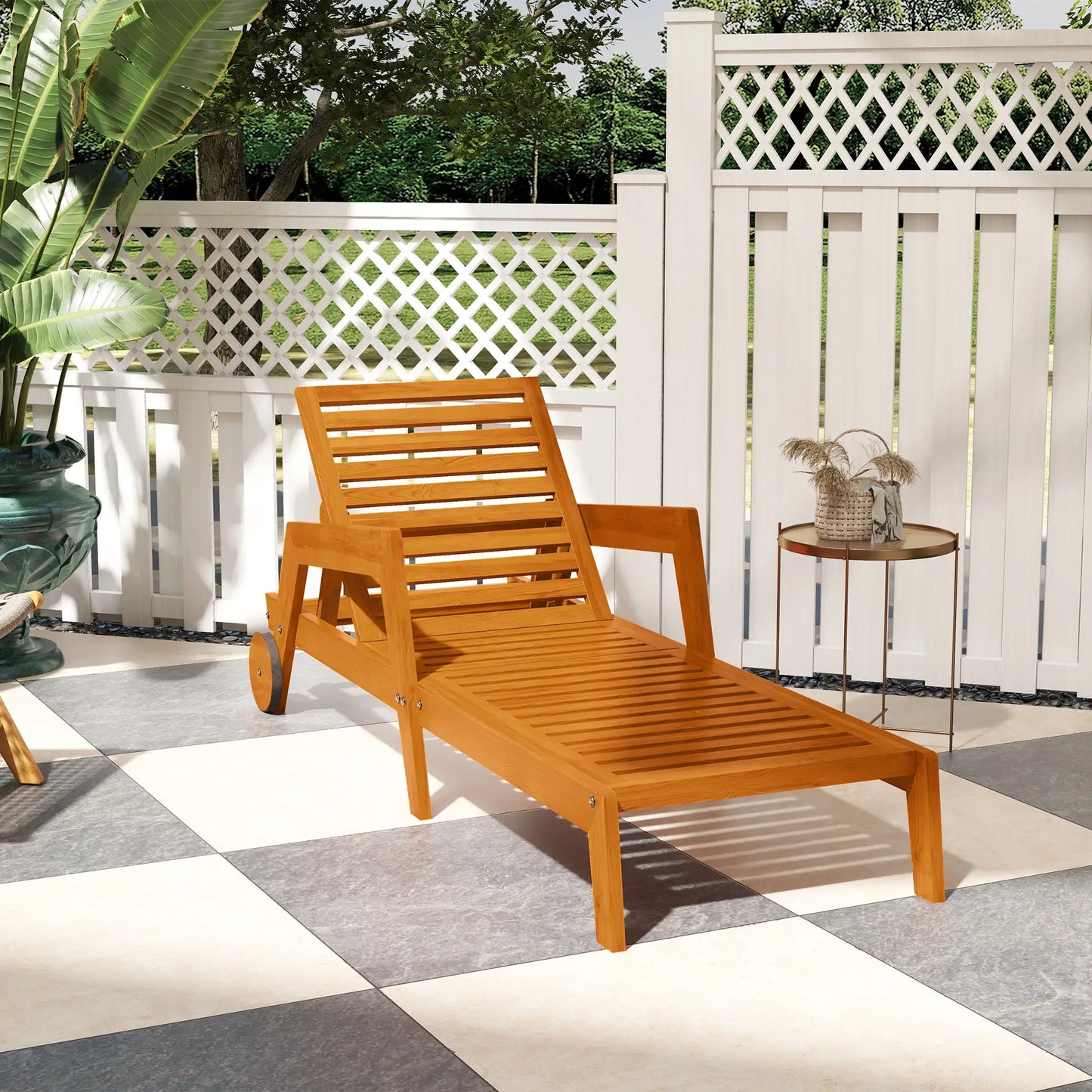 Wood Lounge Chair, 3-Position Adjustable, Orange Lounger Chairs at Gallery Canada