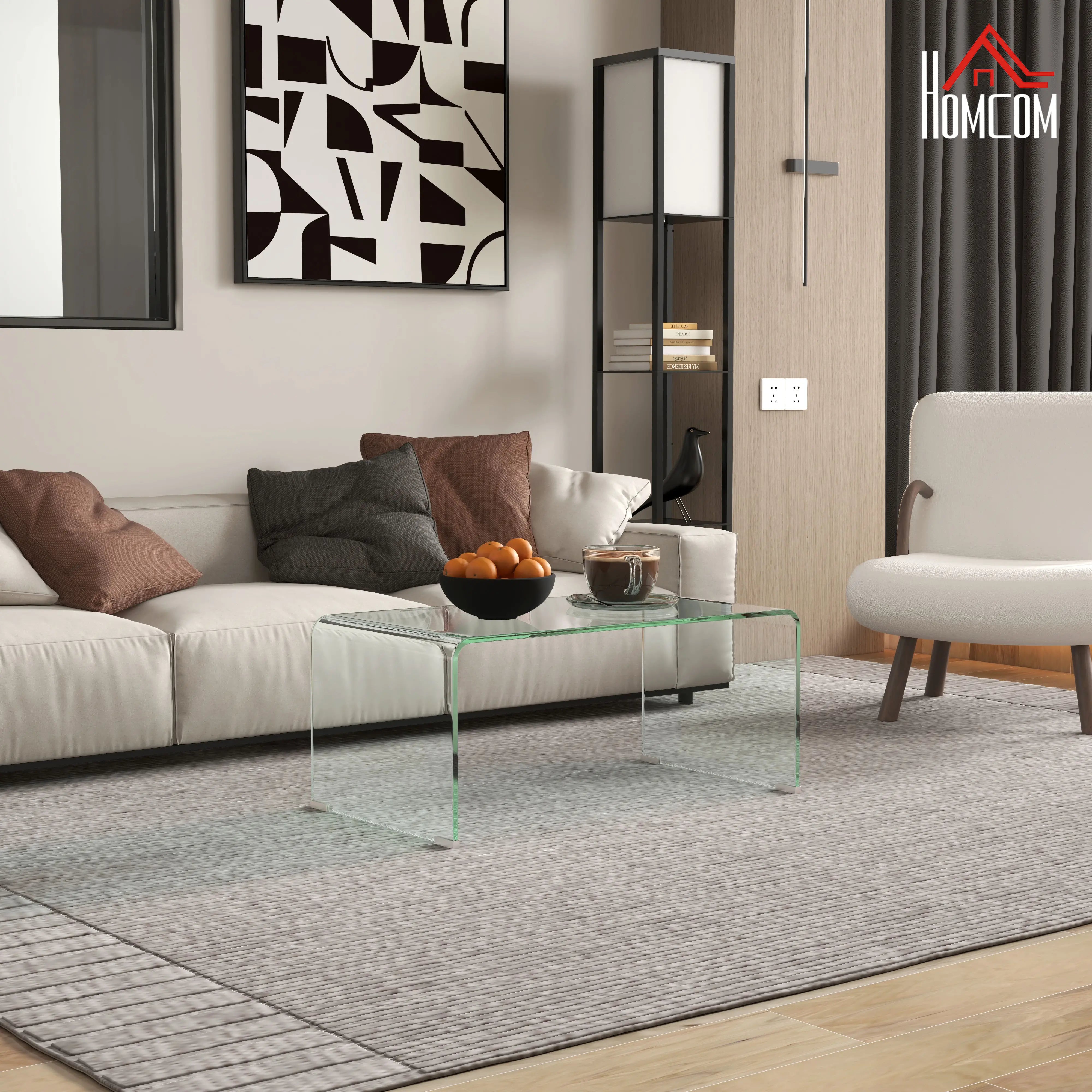 Clear Glass Coffee Table, Modern Rectangle Living Room Table, Safe Rounded Edges Coffee Tables at Gallery Canada