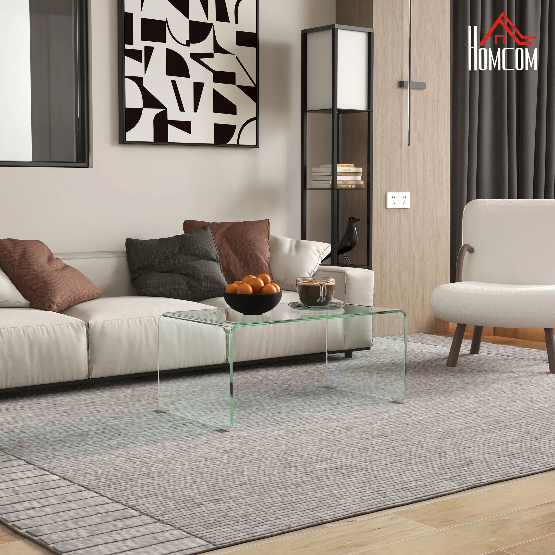 Clear Glass Coffee Table, Modern Rectangle Living Room Table, Safe Rounded Edges Coffee Tables at Gallery Canada