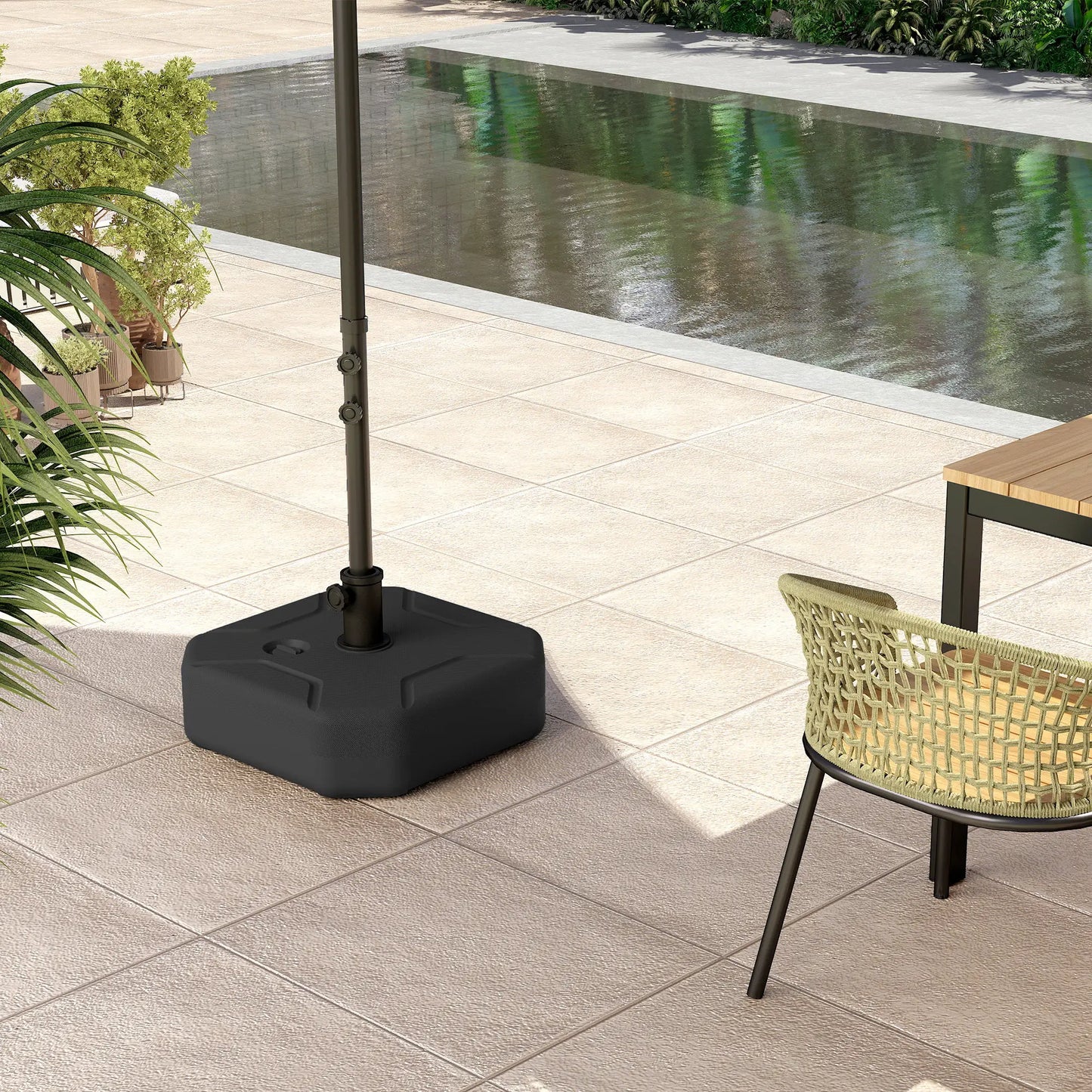 Square Patio Umbrella Base, 17.7" L x 17.7" W x 9.8" H, Black Umbrella Bases at Gallery Canada