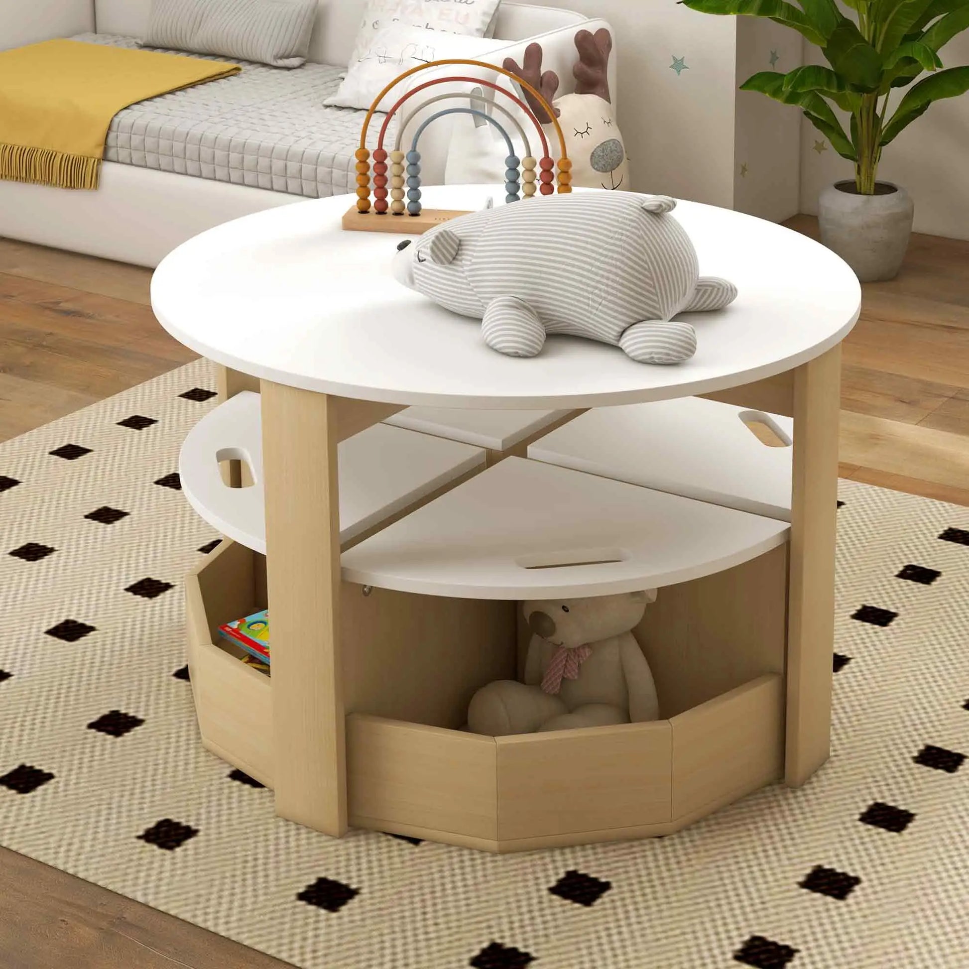 5 Piece Kids Table and Chair Set, with Storage, White Kids Table Sets at Gallery Canada
