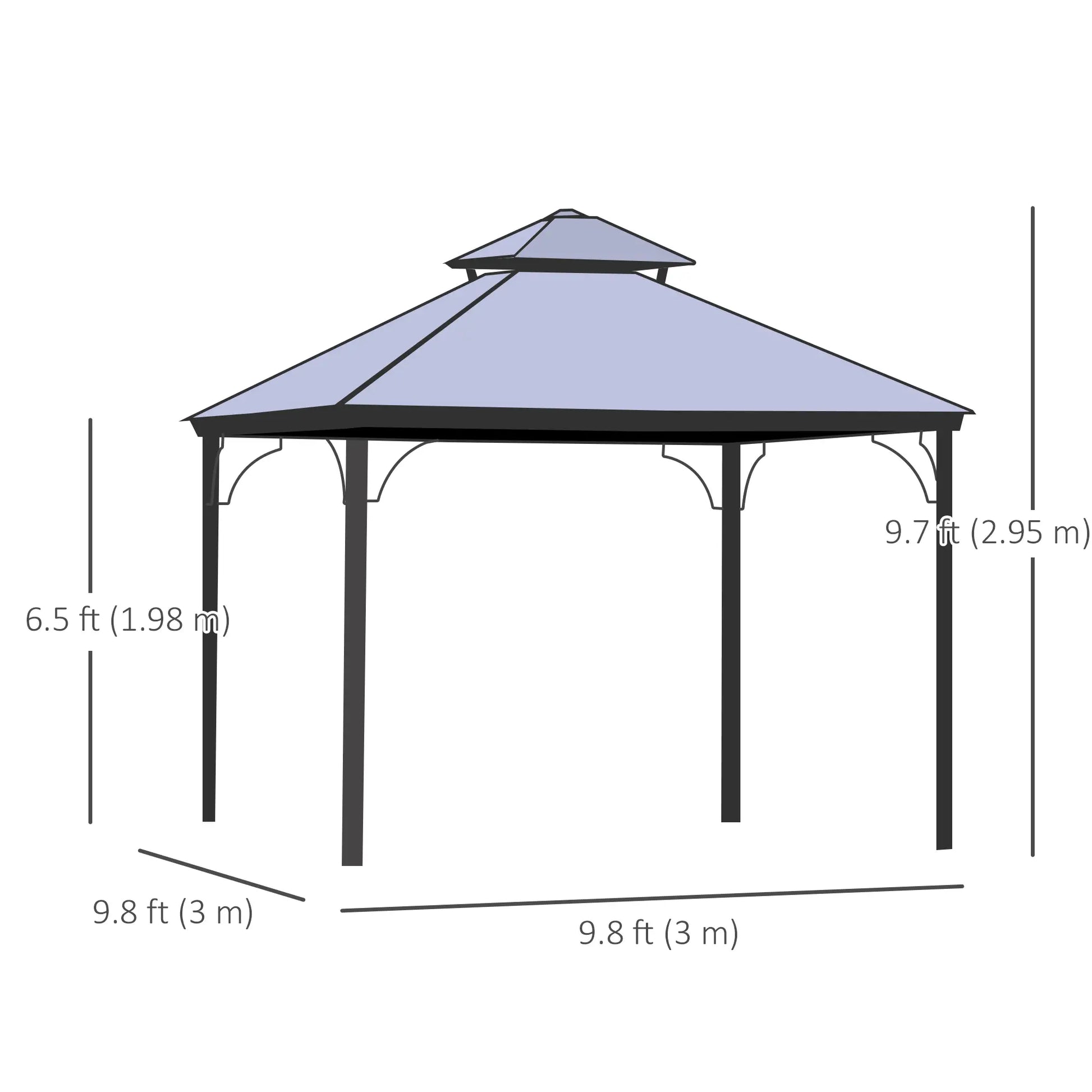 10' x 10' 2-Tier Outdoor Gazebo, Polycarbonate Roof, Beige Gazebos at Gallery Canada