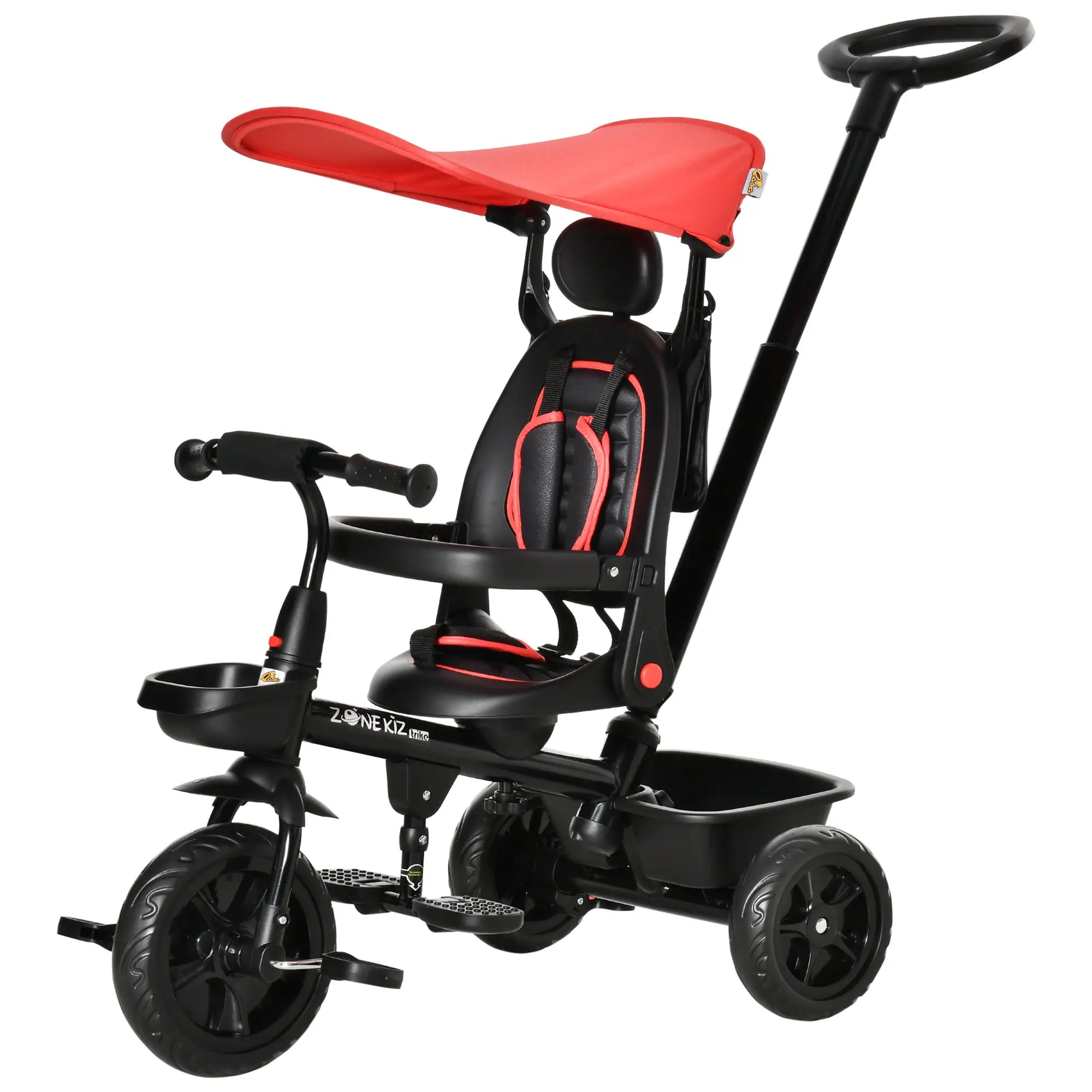 Kids Tricycle, 4 In 1 Trike, Adjustable Seat, Removable Canopy, Red Tricycles for Kids at Gallery Canada