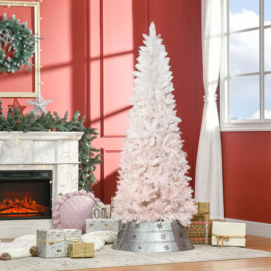 6ft Artificial Christmas Tree, Pine Realistic Branches, Auto Open, White, Pink Pencil Christmas Trees White, Pink at Gallery Canada