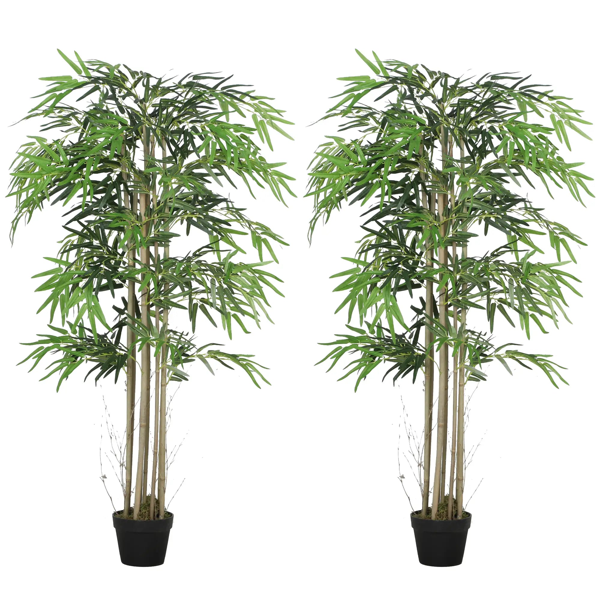 5FT Artificial Bamboo Tree Set, 1095 Leaves, Nursery Pot, Green Artificial Trees at Gallery Canada