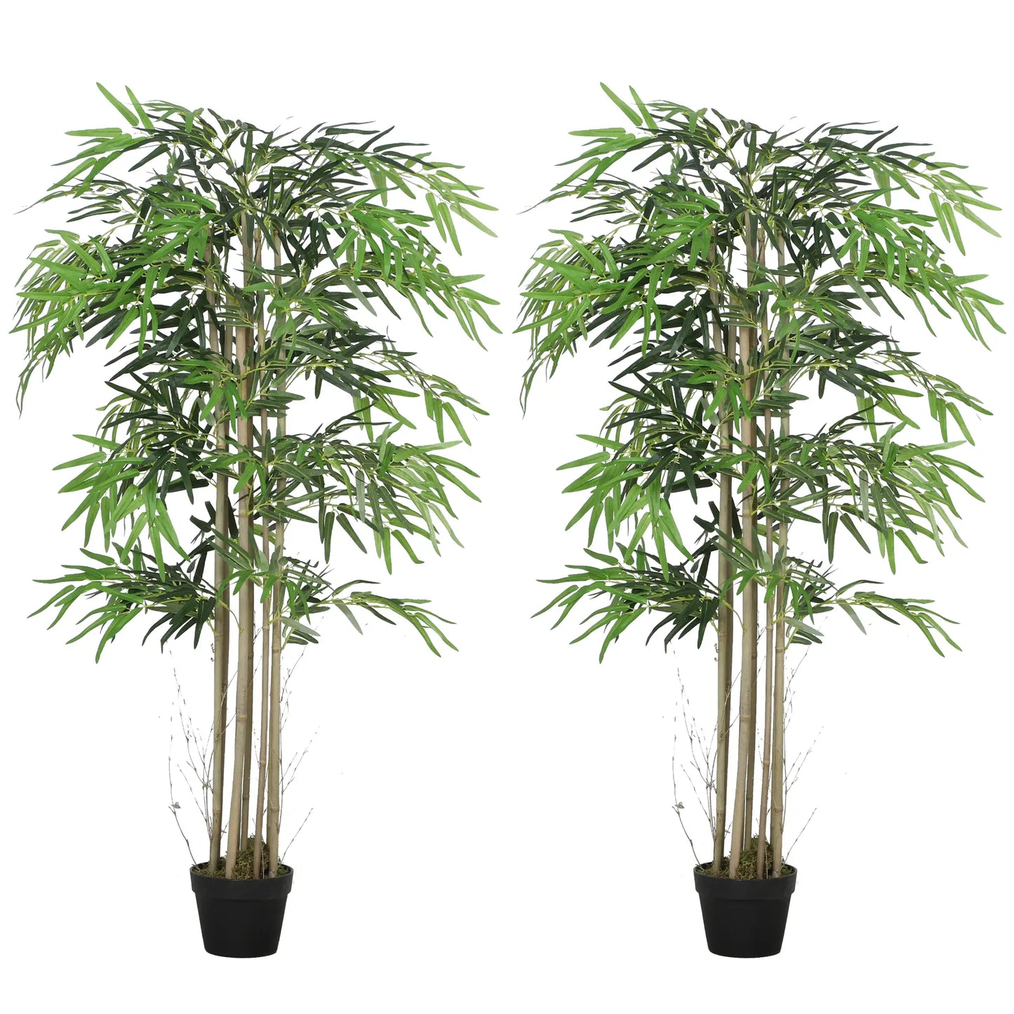 5FT Artificial Bamboo Tree Set, 1095 Leaves, Nursery Pot, Green Artificial Trees at Gallery Canada