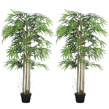 5FT Artificial Bamboo Tree Set, 1095 Leaves, Nursery Pot, Green Artificial Trees at Gallery Canada