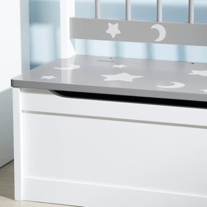 Kids Toy Storage Chest with Lid, Safety Hinge, Bench Seat, Backrest, Grey Baby & Kids Storage at Gallery Canada