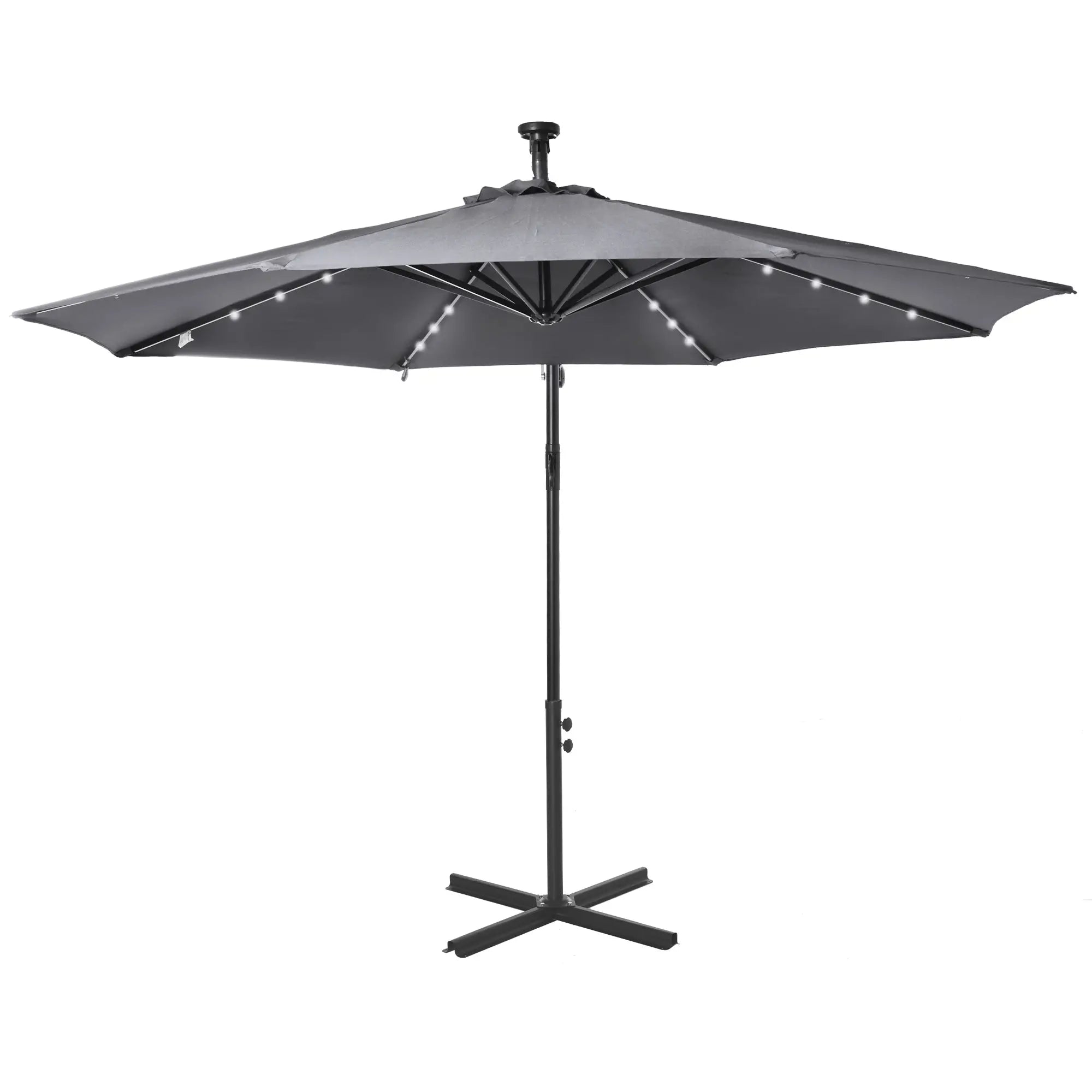 10ft Outdoor Cantilever Umbrella, Solar Lights, Adjustable Angle, Dark Gray Cantilever Umbrellas at Gallery Canada