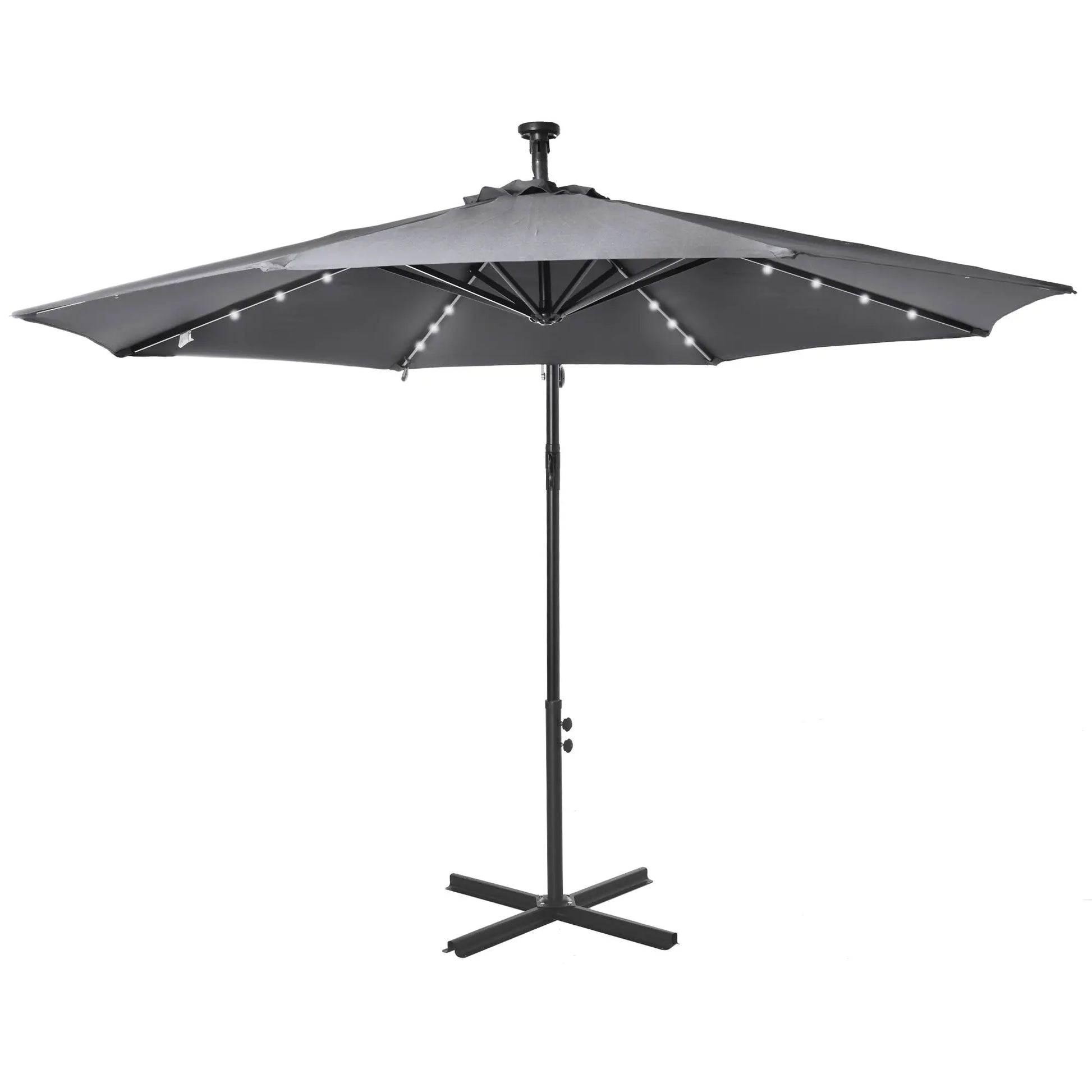 10ft Outdoor Cantilever Umbrella, Solar Lights, Adjustable Angle, Dark Gray Cantilever Umbrellas at Gallery Canada