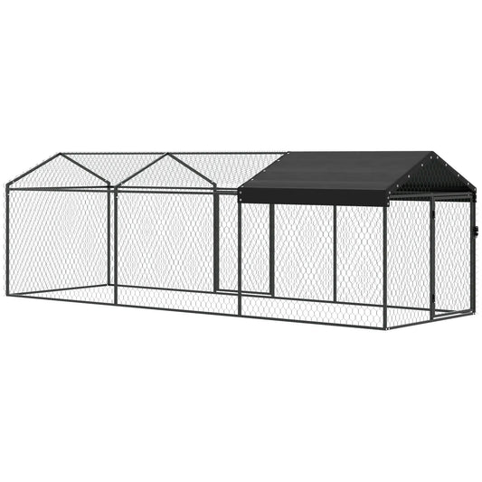 Large Metal Chicken Coop, Waterproof Cover, 3-5 Poultry, Outdoor Cage Chicken Coops Black at Gallery Canada