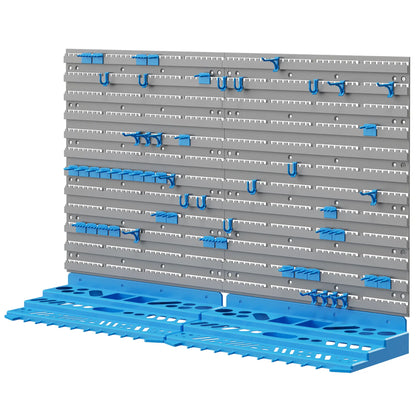 54 Piece Pegboard Shelf Tool Organizer, Wall Mounted, 50 Hooks, Blue Tool Organizers at Gallery Canada