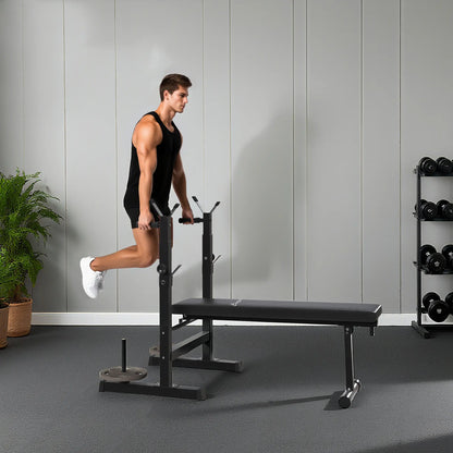 Adjustable Weight Bench, Foldable with Barbell Rack, Dip Station, Black Weight Benches at Gallery Canada