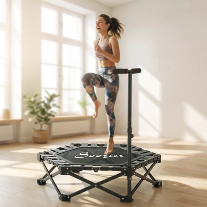 "42" Mini Trampoline Pliable avec Poignée en Mousse Ajustable