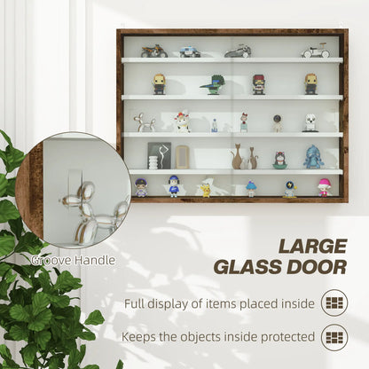 5-Tier Glass Display Cabinet, 2 Doors, 4 Adjustable Shelves, Brown Display Bookshelves at Gallery Canada