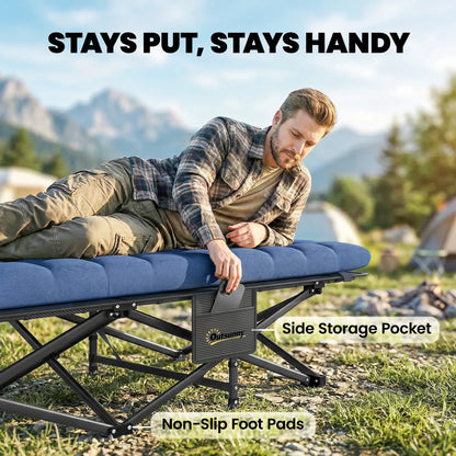 Set Of 2 Camping Cots With Soft Pad, 32" Extra Wide, Blue Camping Cots at Gallery Canada