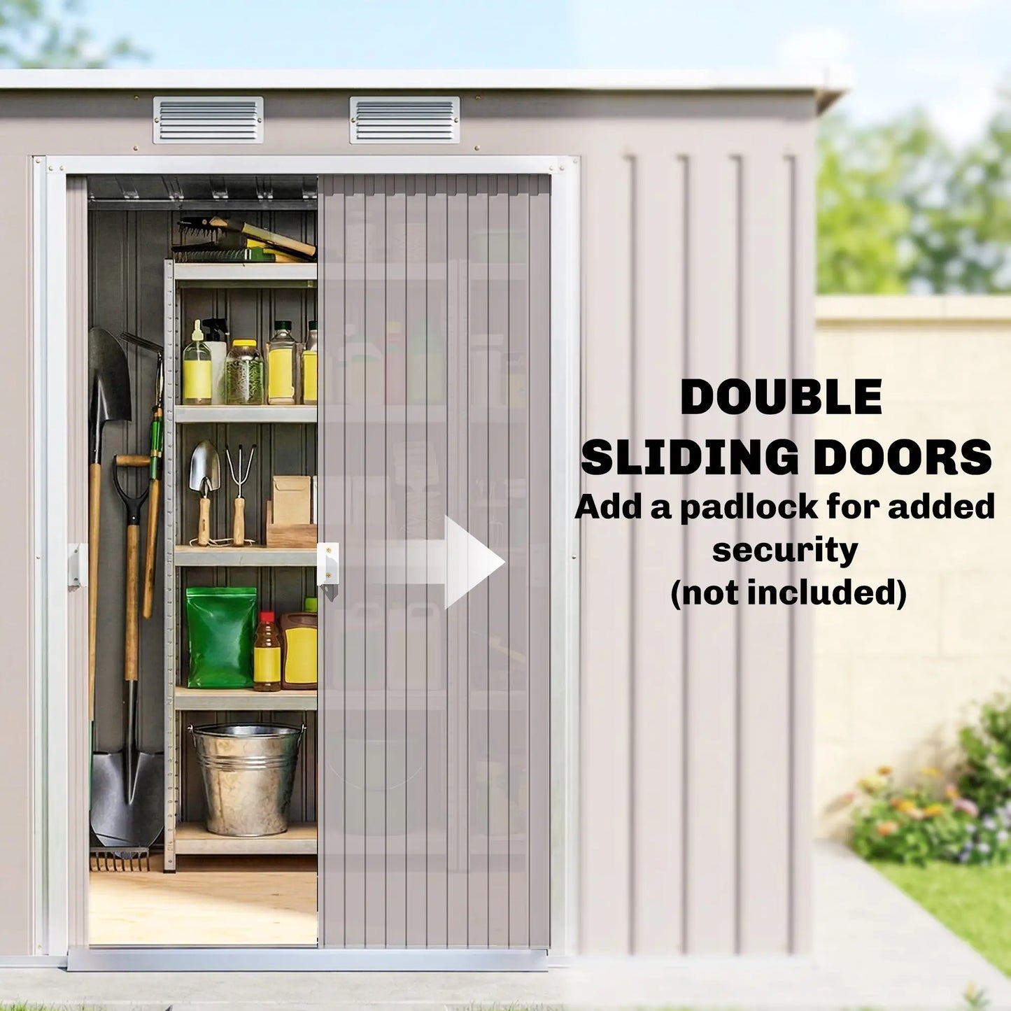 7' x 4' Galvanized Steel Garden Shed, Foundation Kit, Grey Sheds at Gallery Canada