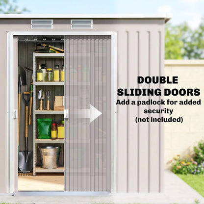 7' x 4' Galvanized Steel Garden Shed, Foundation Kit, Grey Sheds at Gallery Canada