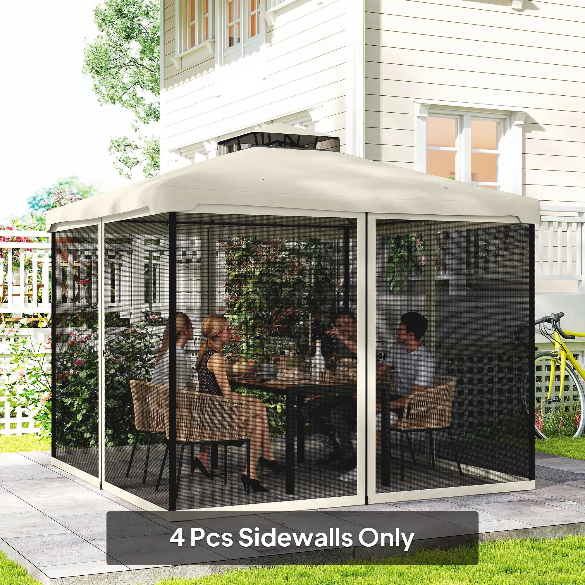 Replacement Mosquito Netting, 10' x 10', Cream White, Black Gazebo Sidewalls at Gallery Canada
