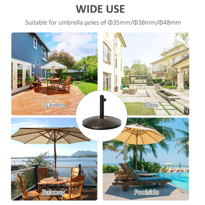 55 lbs 21" Heavy Duty Umbrella Base, Rattan Design, Bronze Umbrella Bases at Gallery Canada
