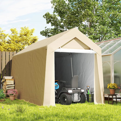 7' x 12' Outdoor Storage Shed, Portable Garage, Roll-up Door, Beige Sheds at Gallery Canada