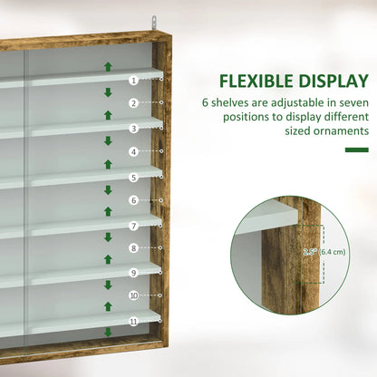 7-Tier Glass Curio Cabinet, 2 Glass Doors, 6 Adjustable Shelves, Rustic Brown Display Bookshelves at Gallery Canada