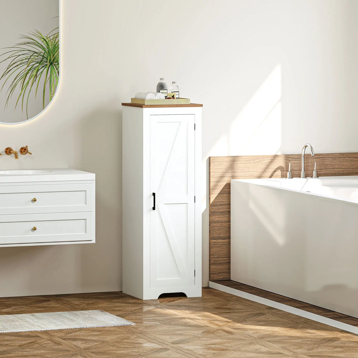 Farmhouse Accent Cabinet, Adjustable Shelf, Barn Door, White Storage Cabinets at Gallery Canada