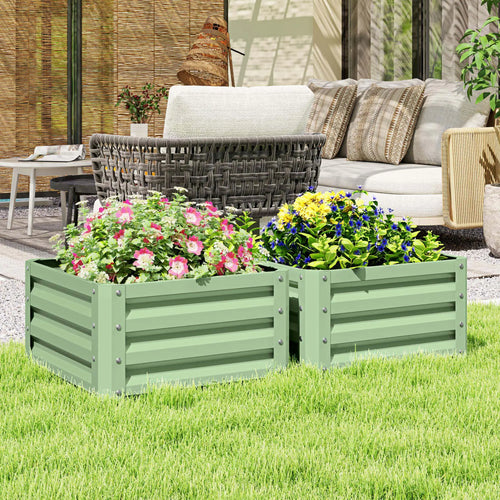 2' x 2' x 1' Raised Garden Bed, Galvanised Steel Frame, Light Green