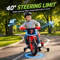 Moto électrique pour enfants 12V, à conduire, roues d'entraînement, rouge
