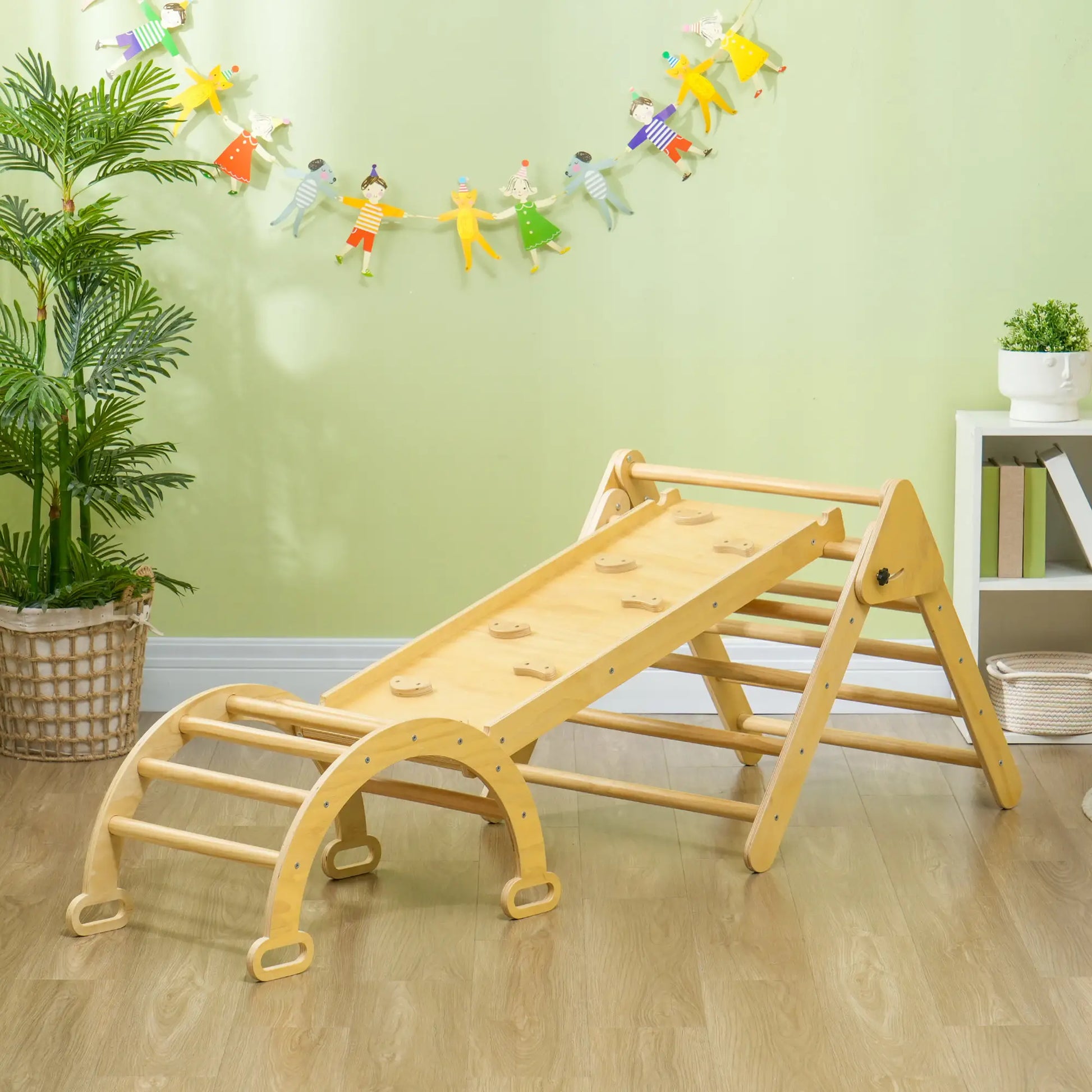 5 in 1 Pikler Triangle Set, Ladder, Ramp, Arch, 18-48 Months, Nature Wood Baby Gym & Playmats at Gallery Canada