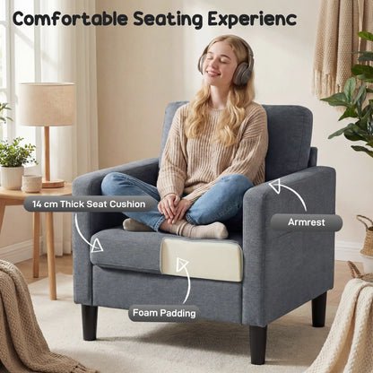 Modern Upholstered Accent Chair, Thick Padded Seat, Dark Grey Accent Chairs at Gallery Canada