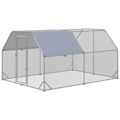 Galvanized Large Metal Chicken Coop Cage Walk-in Enclosure Poultry Hen Run House Playpen Rabbit Hutch with Cover for Outdoor Backyard 9.2' x 12.5' x 6.5' Silver Chicken Coops at Gallery Canada