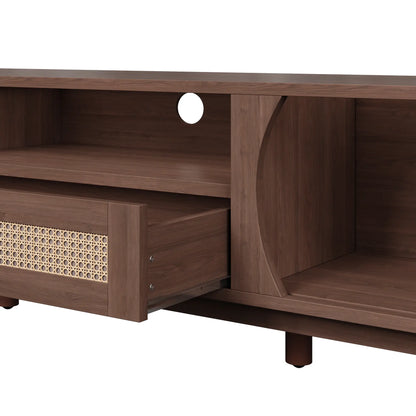 TV Stand, Solid Wood Doors, Drawers, 65" L x 14.5" W x 18" H, Natural Walnut TV Stands at Gallery Canada