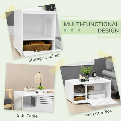 Hidden Cat Litter Box Furniture, With Storage and Side Table, White Cat Litter Box Enclosures at Gallery Canada
