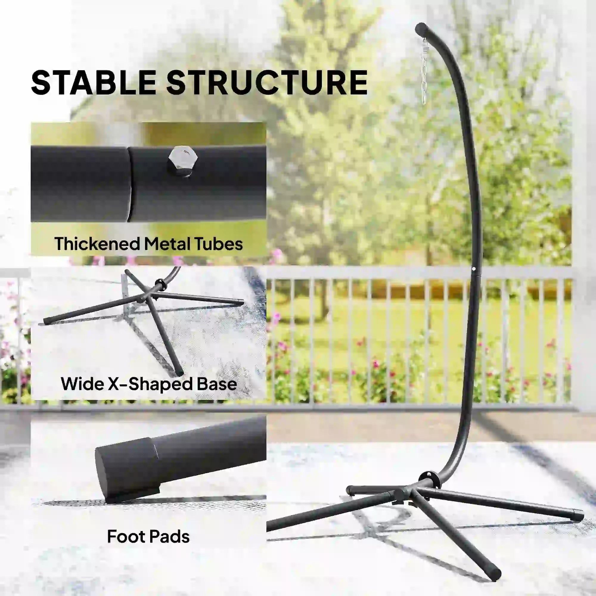 Heavy Duty Hanging Egg Chair Stand, 330lbs Weight, Black Hammock Stands at Gallery Canada