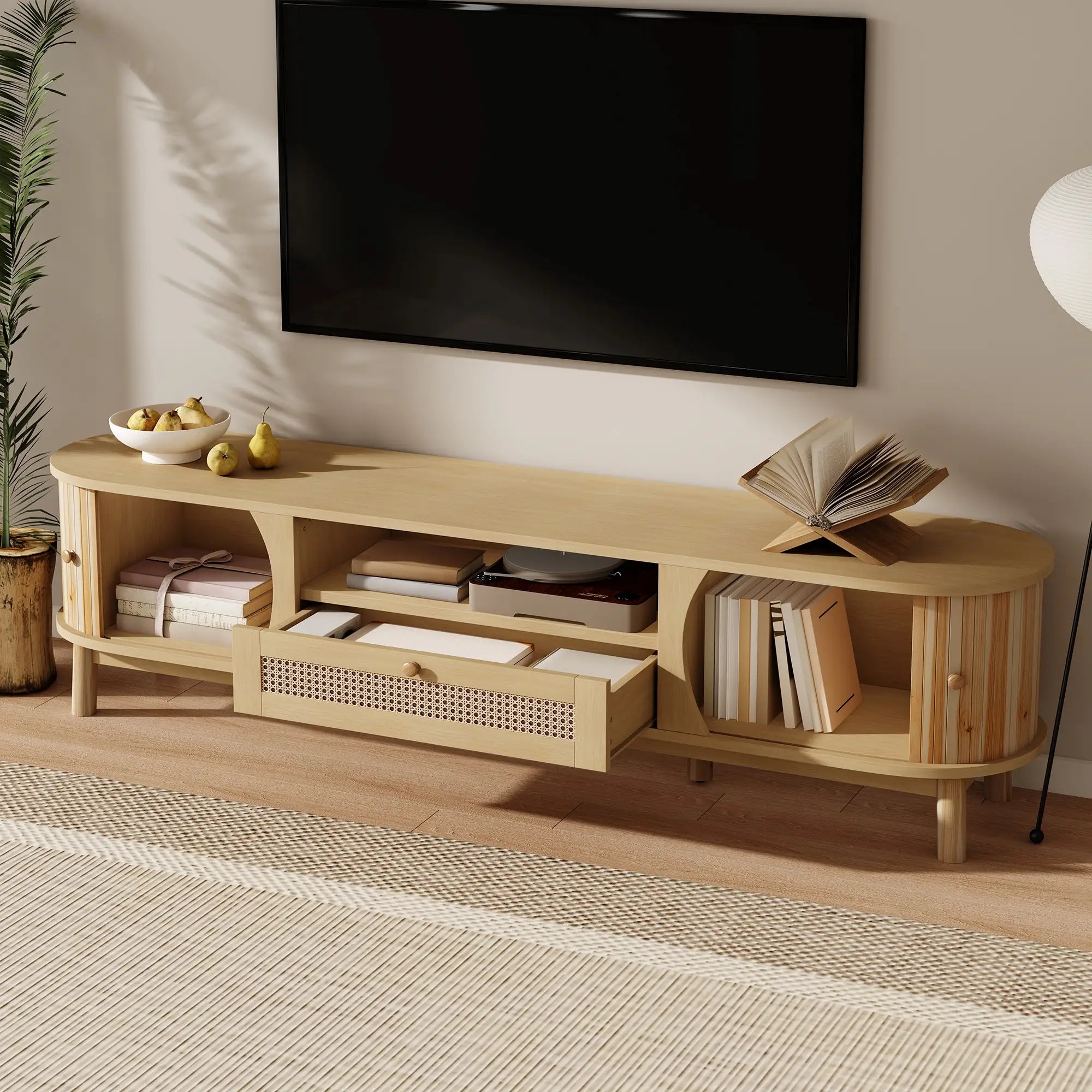 TV Stand, Solid Wood Doors, Drawers, 65