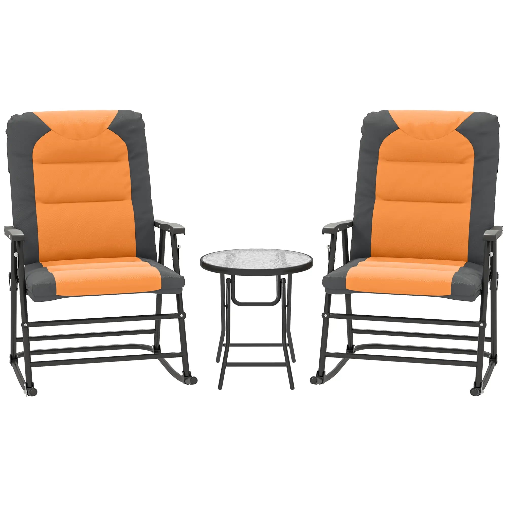 3-Piece Outdoor Foldable Rocking Chair Set, Orange Bistro Sets at Gallery Canada