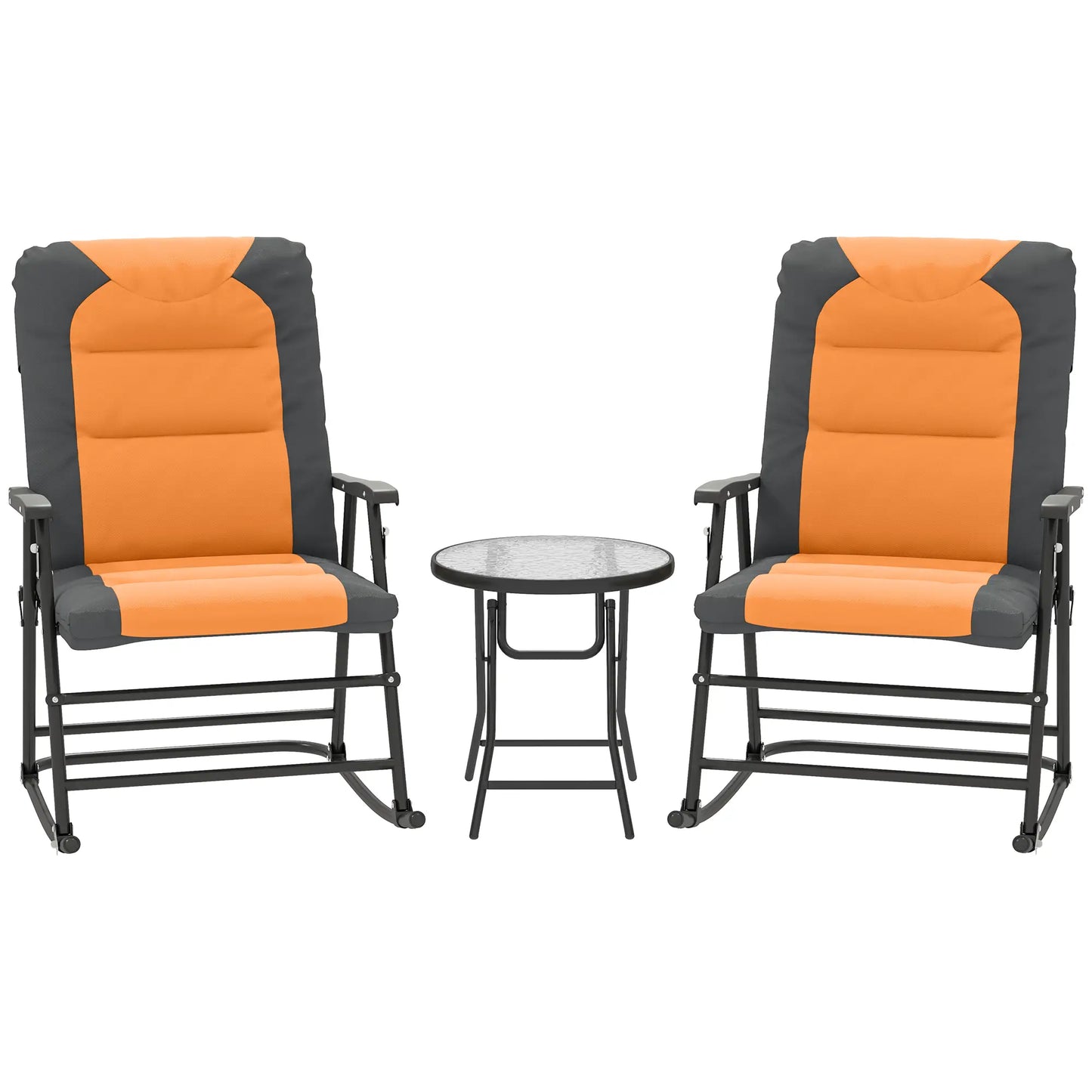 3-Piece Outdoor Foldable Rocking Chair Set, Orange Bistro Sets at Gallery Canada