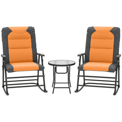 3-Piece Outdoor Foldable Rocking Chair Set, Orange Bistro Sets at Gallery Canada