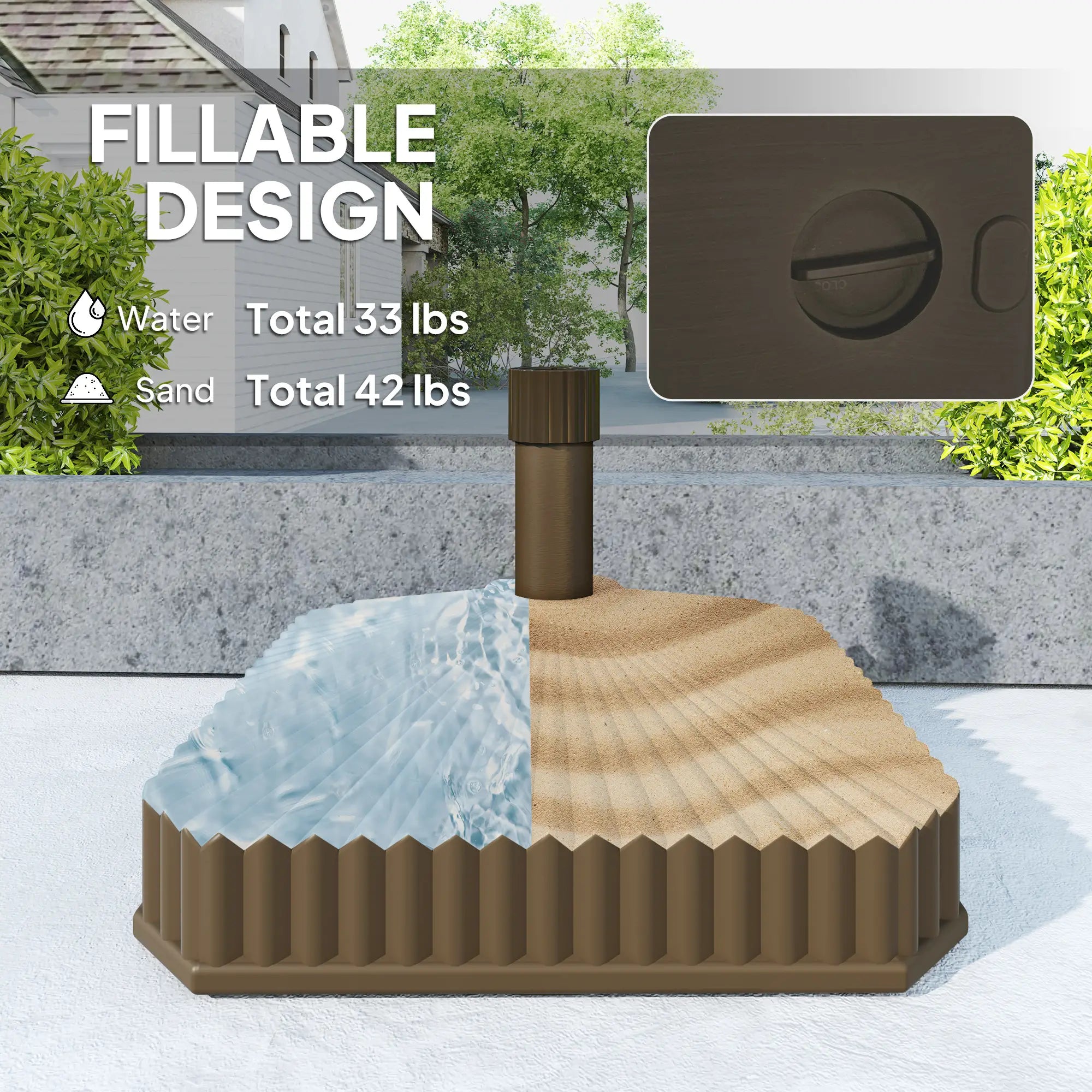 Heavy Duty Outdoor Umbrella Stand Base, 17.7